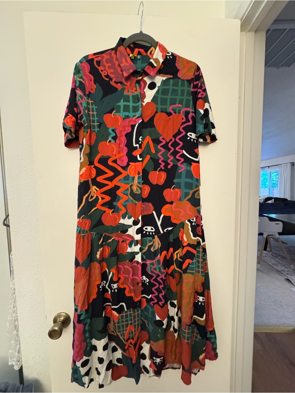 Farm Rio Brazil Abstract Floral Button-Front Midi Dress - Multicolor